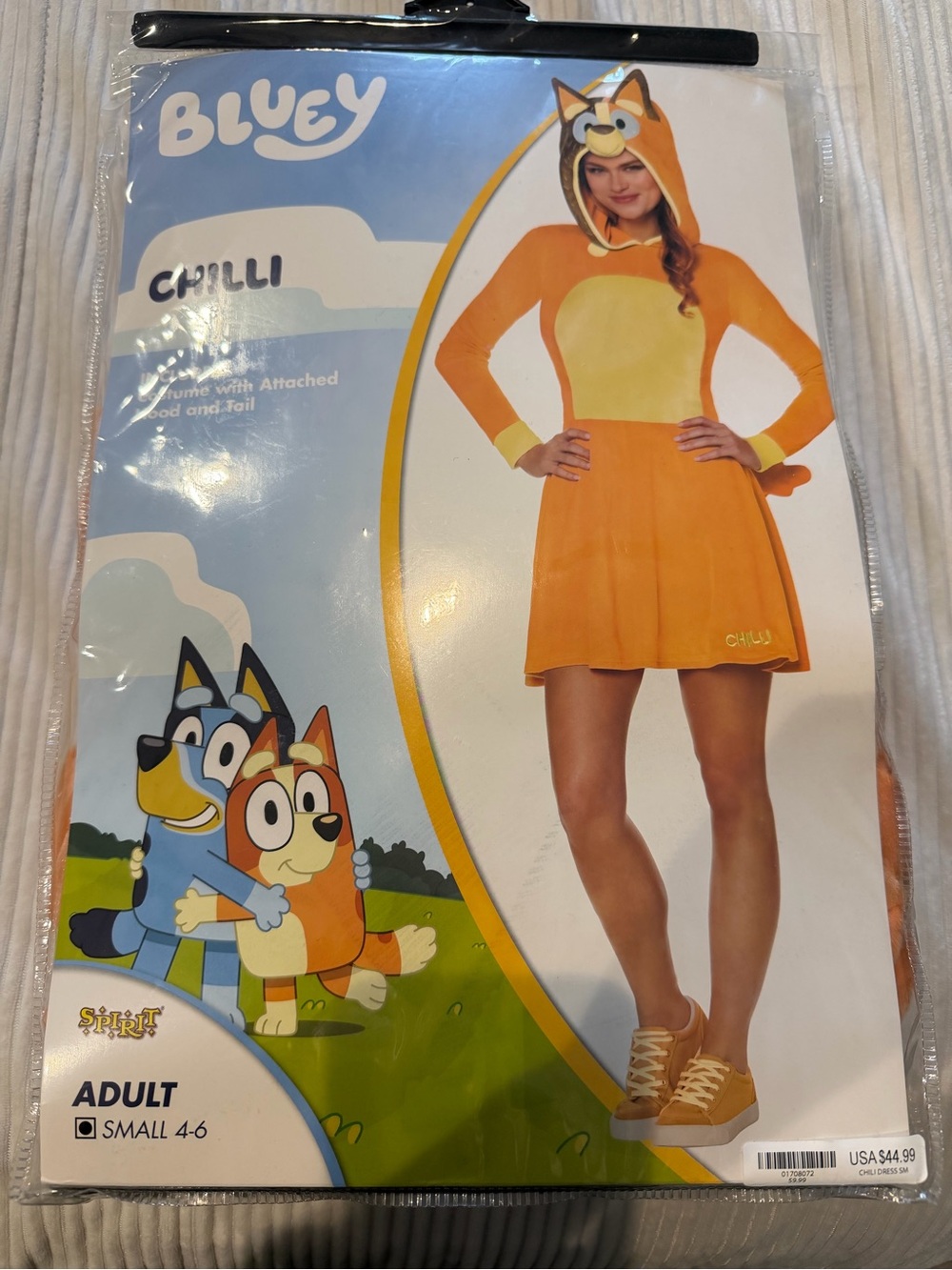 Spirit Bluey Chilli Orange and Cream Hooded Dress Costume